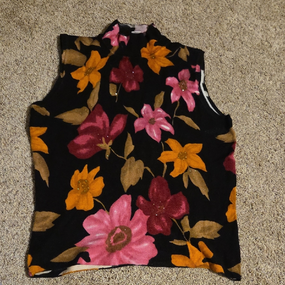 GUC Cache Floral Sleeveless Sweater, L